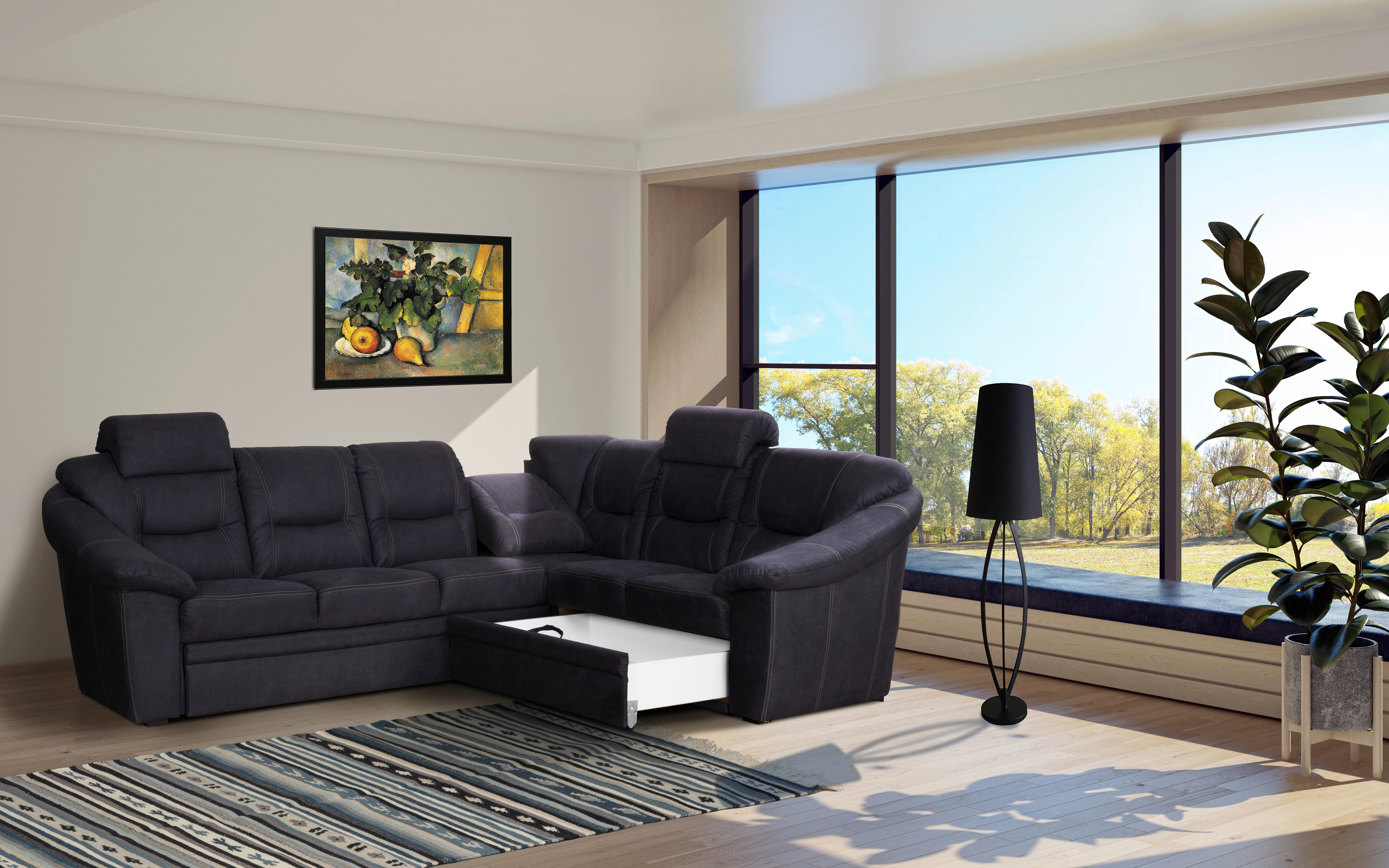 Thumbnail - Wohnlandschaft Talos dunkelgrau B/T: ca. 282x225 cm