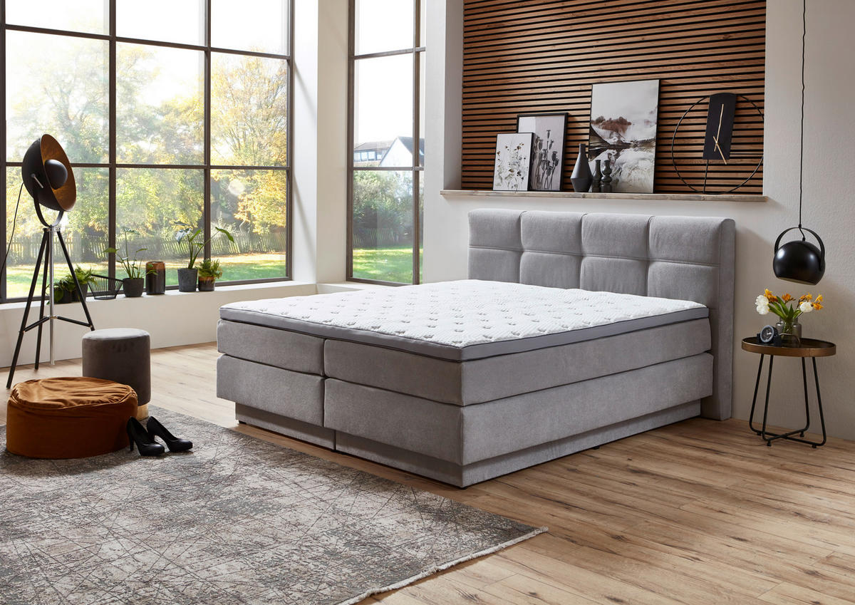 Boxspringbett Portage silber Liegefläche B/L: ca. 180x200 cm Portage - silber (188,00/62,00/217,00cm)