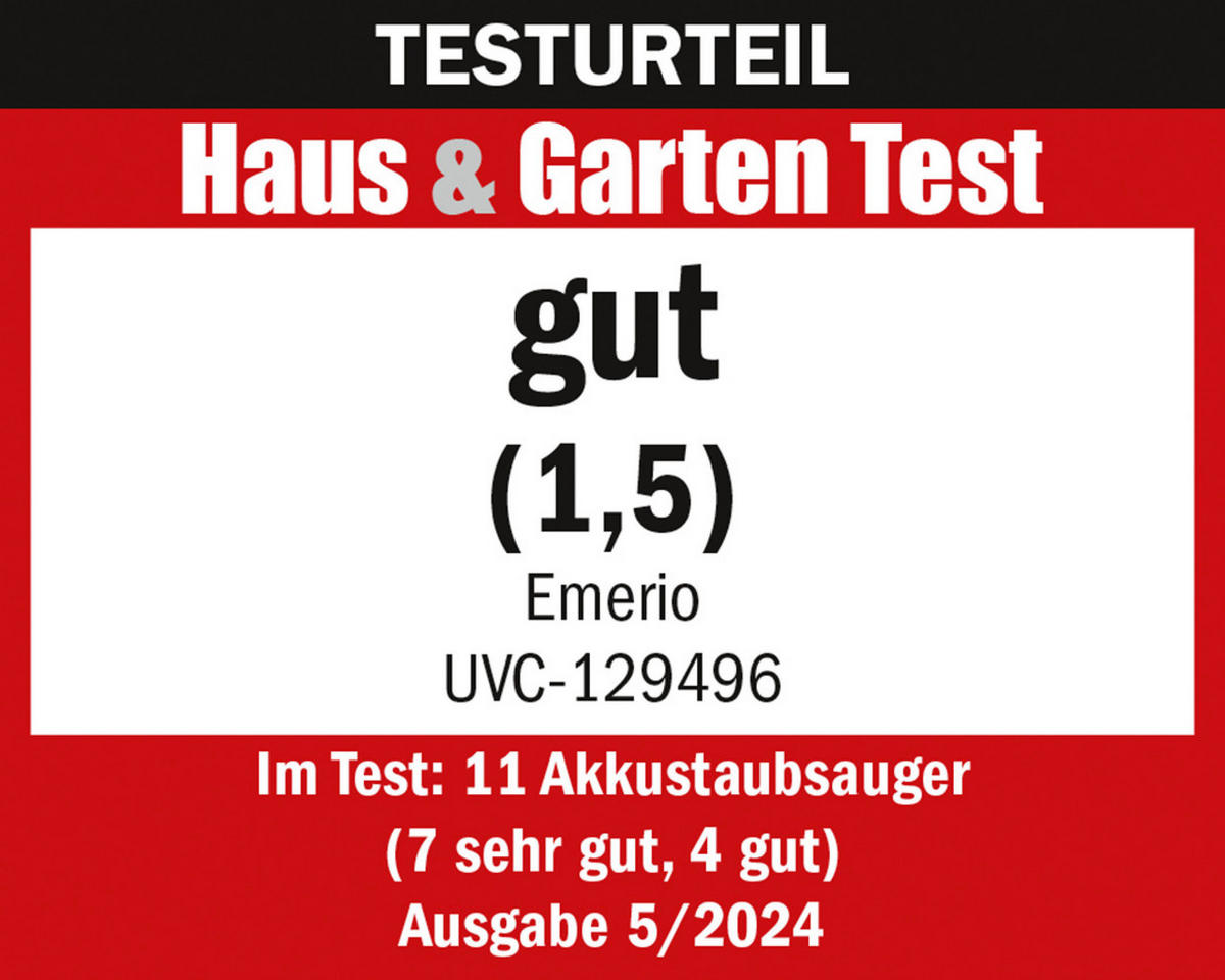 Emerio Handstaubsauger UVC-129496 weiß schwarz Kunststoff B/H/T: ca. 21x113x25 cm Handstaubsauger UVC-129496 - weiß/schwarz (21,00/113,00/25,00cm) - Emerio