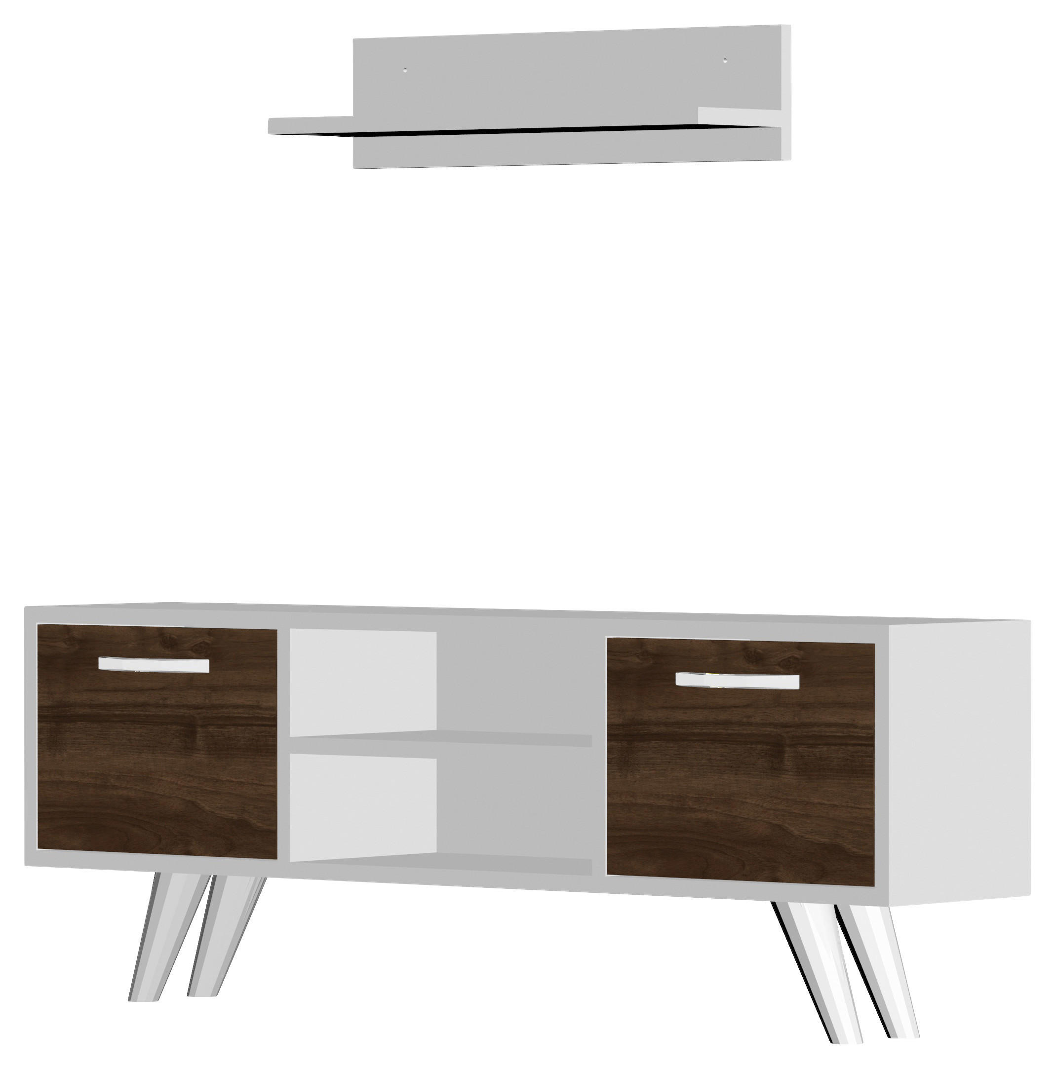 Wohnwand Likya weiß walnuss Nachbildung B/H/T: ca. 120x41x25 cm Likya - weiß/walnuss (120,00/41,00/25,00cm) - moebel17