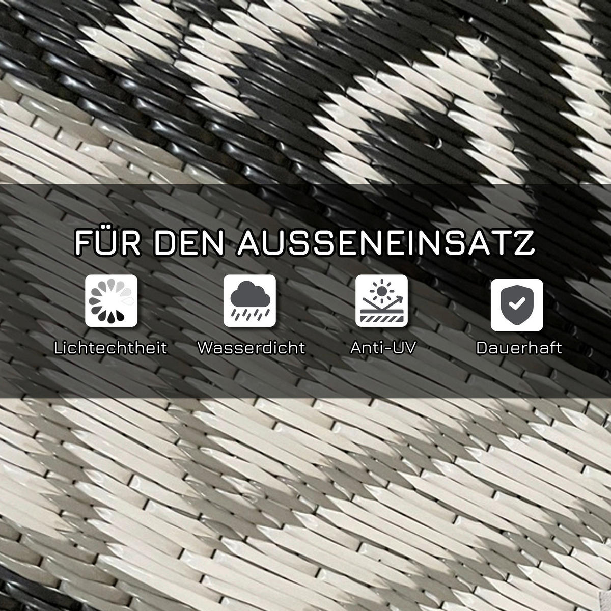 Outsunny Outdoor-Teppich grau B/H/L: ca. 180x180x0,3 cm Outdoor-Teppich - schwarz/grau (0,30/180,00/180,00cm) - Outsunny