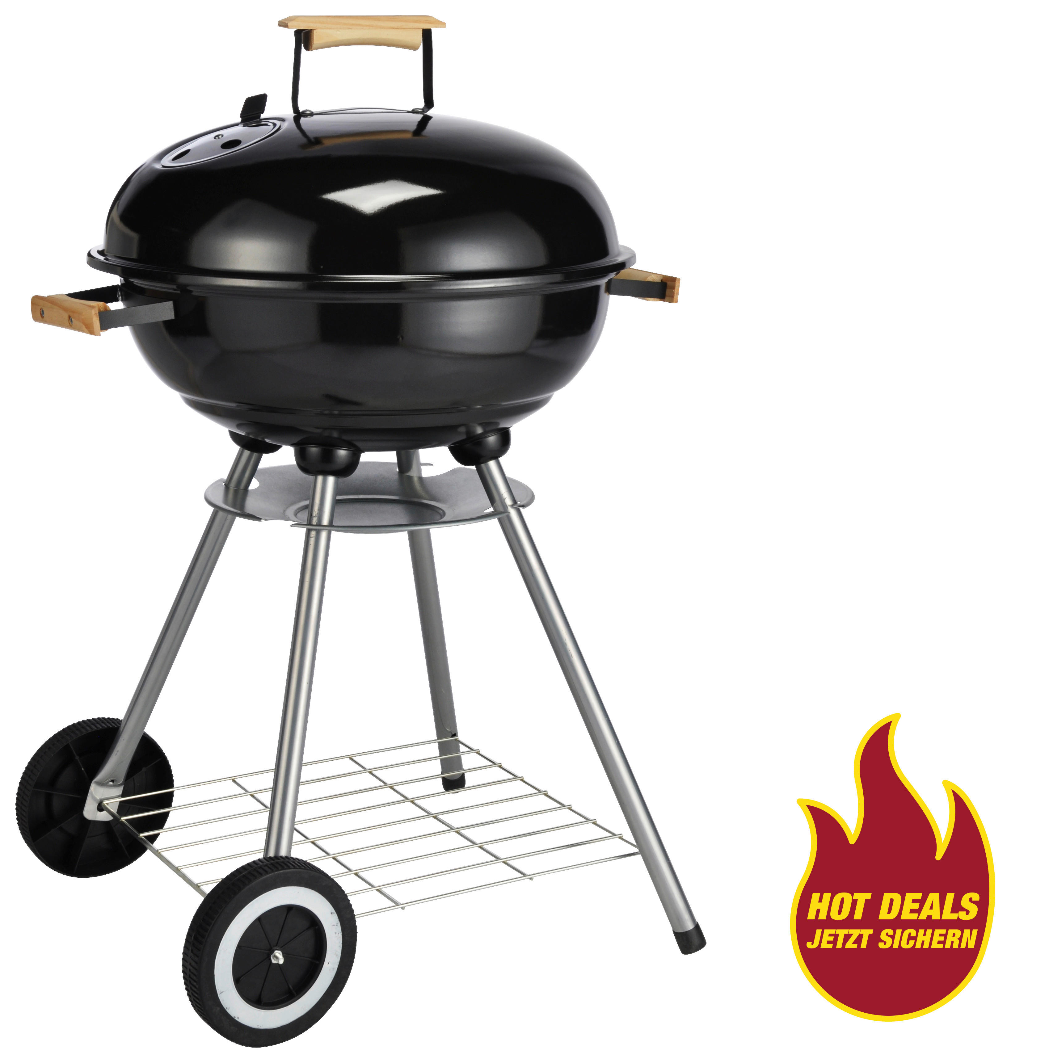 Grill Stahl H/D: ca. 79x48 cm Kugelgrill_mit_2_Rädern - schwarz (48,00/79,00cm)