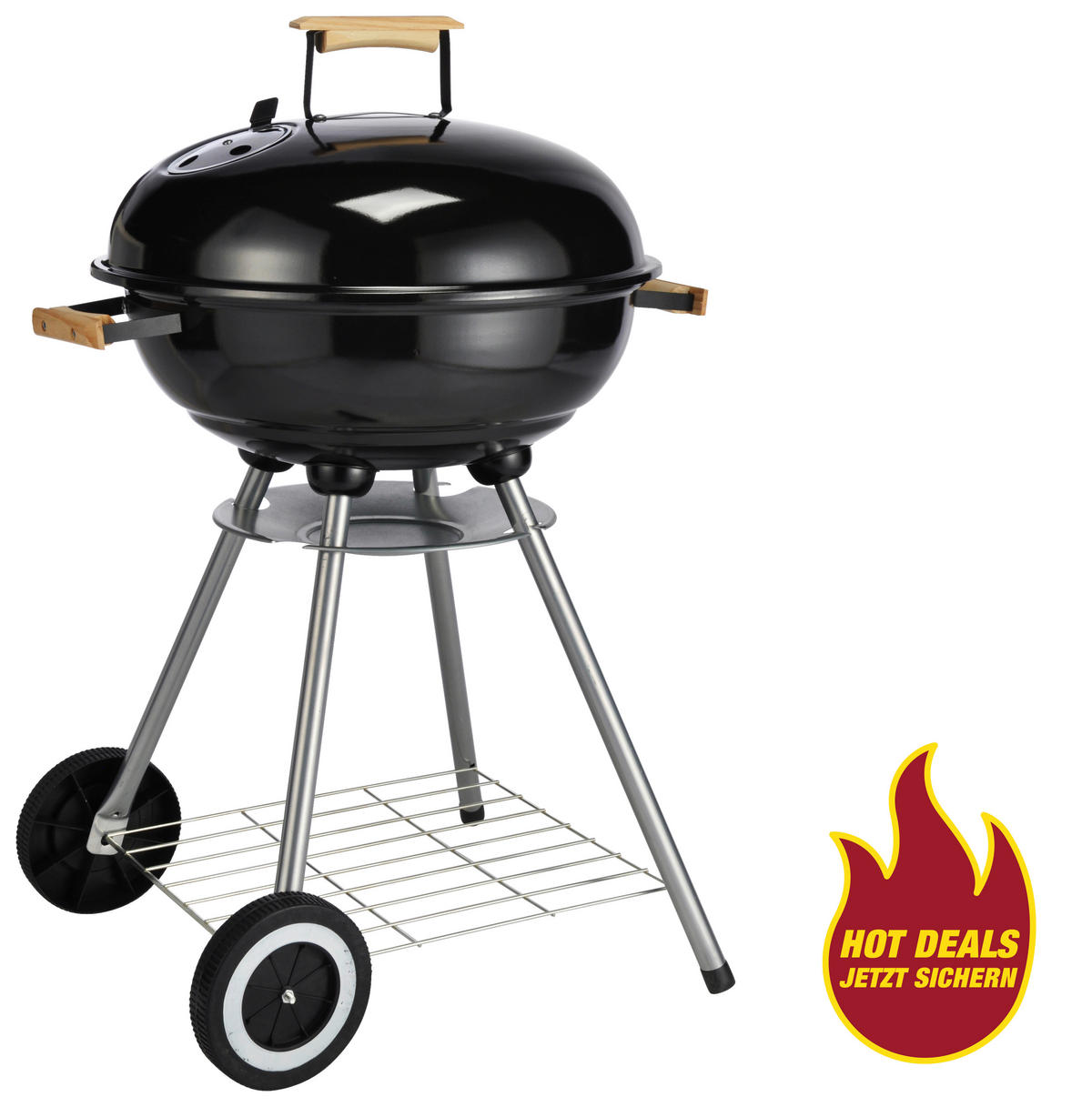 Grill Stahl H/D: ca. 79x48 cm Kugelgrill_mit_2_Rädern - schwarz (48,00/79,00cm)