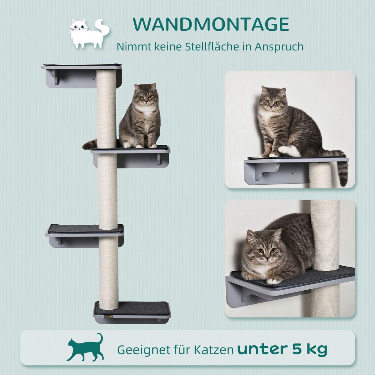 PawHut Katzenkratzbaum beige MDF B/H/L: ca. 28x137x66 cm Katzenkratzbaum - beige/hellgrau (66,00/28,00/137,00cm) - PawHut