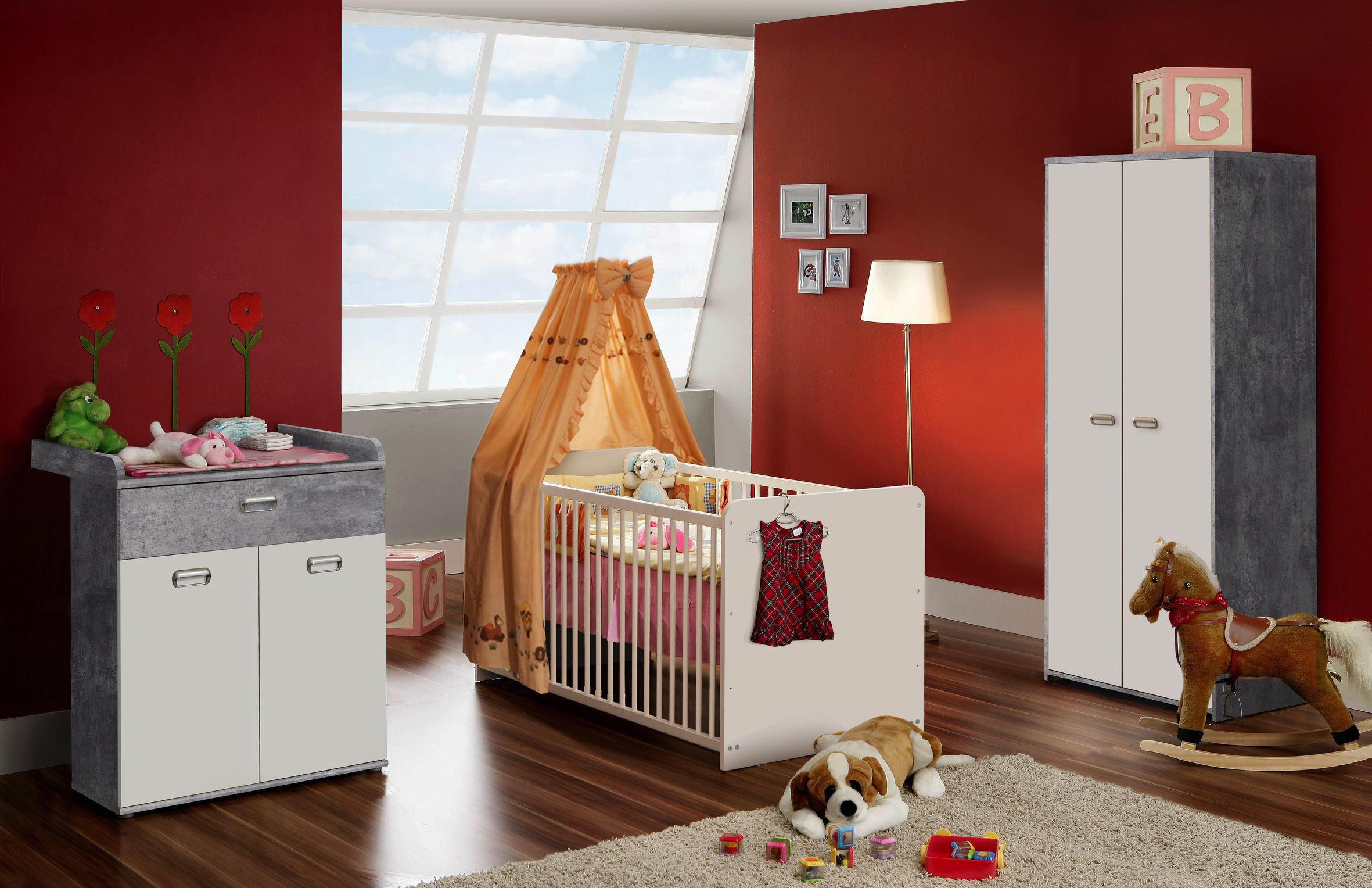 Kleiderschrank in weiß Kinderzimmer Babyzimmer Schrank mit Schubkasten 90 cm Ole 