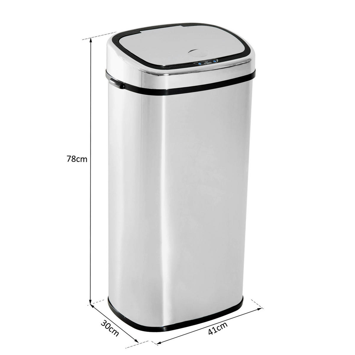 HOMCOM Mülleimer mit Sensor silber B/H/L: ca. 29,5x78x40,5 cm mit Sensor - schwarz/silber (40,50/29,50/78,00cm) - HOMCOM
