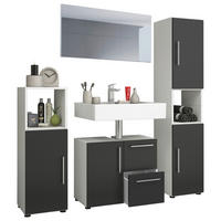 Badezimmer-Set Flandu weiß schwarz B/H/T: ca. 61x51x32 cm Flandu - weiß/schwarz (61,00/51,00/32,00cm) - VCM Möbel