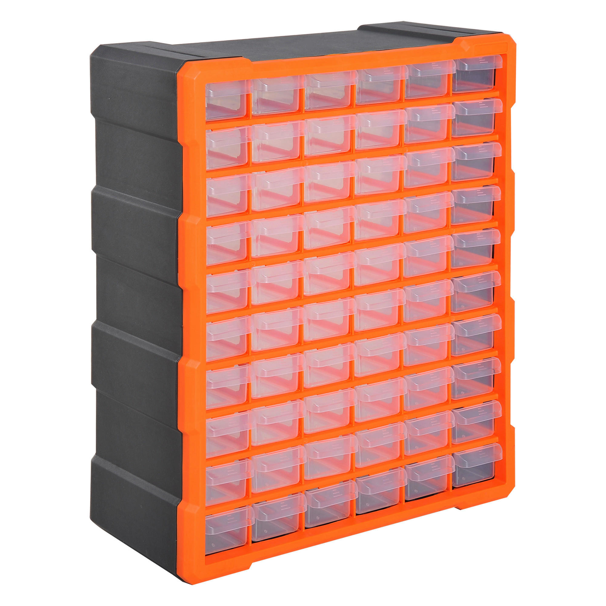 DURHAND Kleinteilemagazin mit 60 Fächer B/H/T: ca. 38x48x16 cm Kleinteilemagazin B40-018 - orange/grau (38,00/48,00/16,00cm) - DURHAND