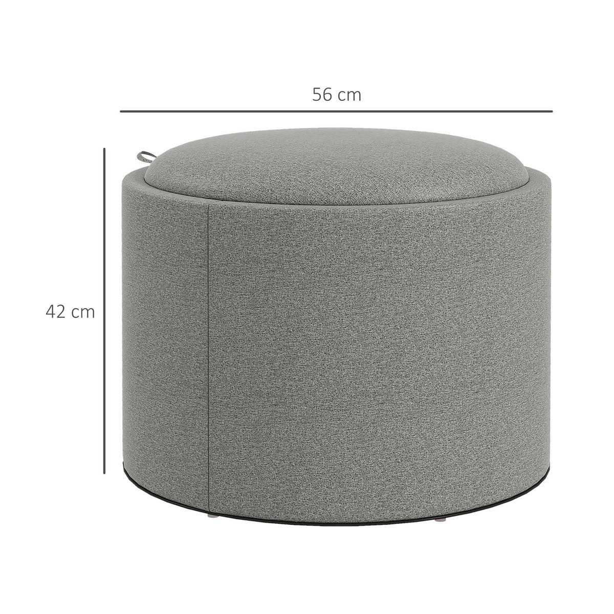 HOMCOM Hocker grau B/H/L: ca. 56x56x42 cm Polsterhocker - grau (42,00/56,00/56,00cm) - HOMCOM