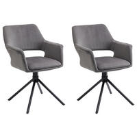 Stuhl ELEONORE 2er-Set grau schwarz Stoff Metall B/H/T: ca. 57x84x61 cm ELEONORE 2er-Set - schwarz/grau (57,00/84,00/61,00cm) - byLIVING