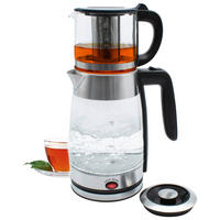 SCHÄFER Teekocher 74268 transparent Glas Stahl ca. 2,6 l Teekocher_Glas 74268 - schwarz/transparent (2,60l) - SCHÄFER