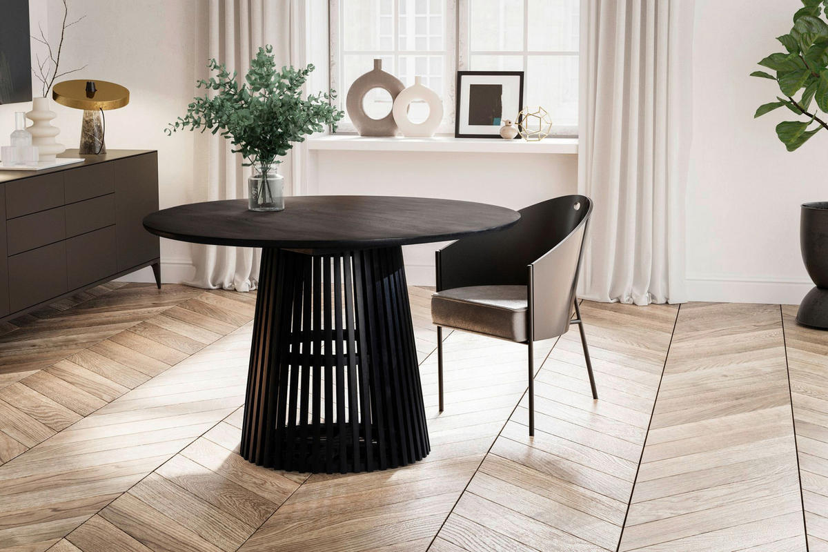 Esstisch schwarz H/D: ca. 77x120 cm Esstisch - schwarz (120,00/77,00cm) - Wohnling