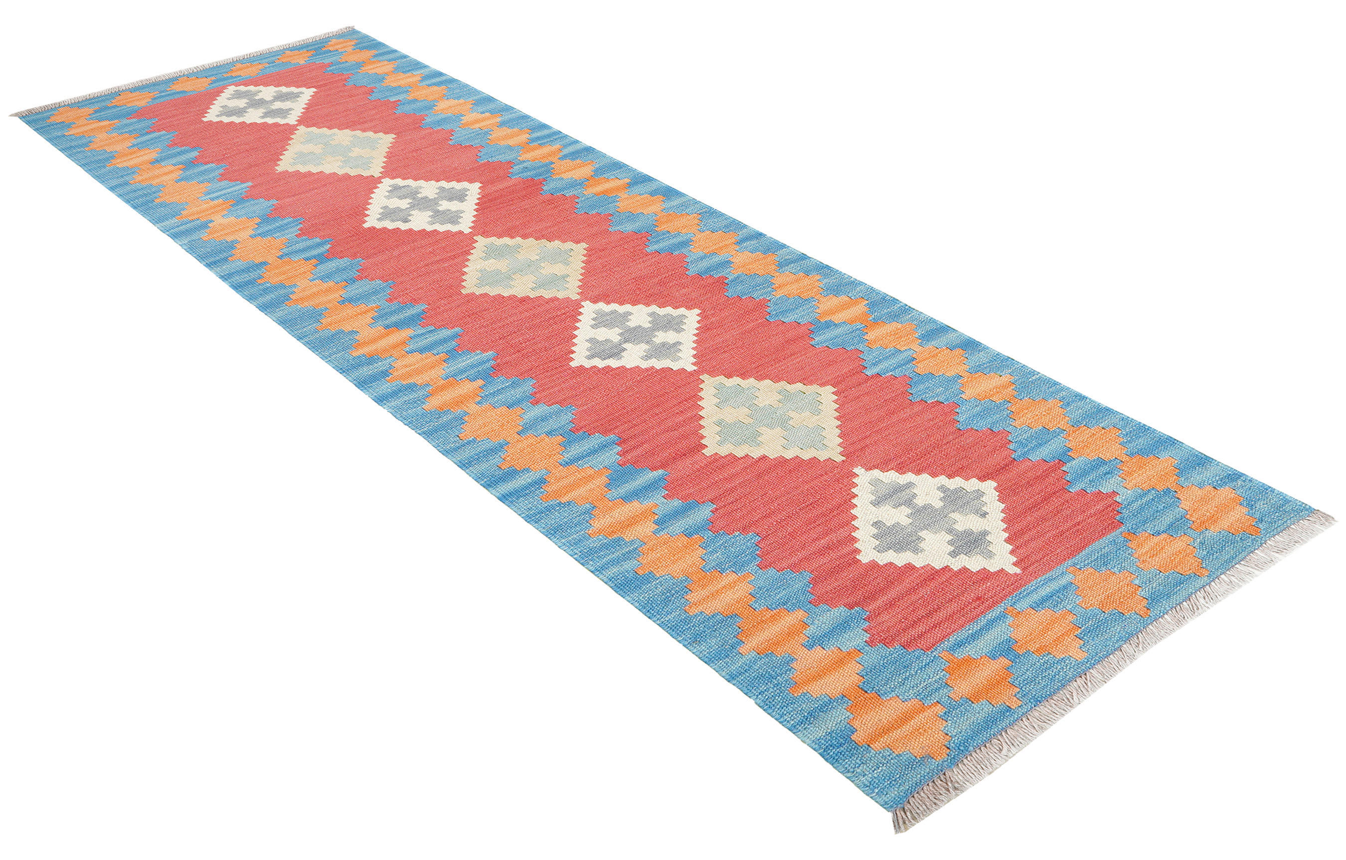 PersaTepp Teppich Kelim Gashgai rot B/H/L: ca. 60x1x189 cm Kelim Gashgai - blau/rot (189,00/60,00/1,00cm) - PersaTepp