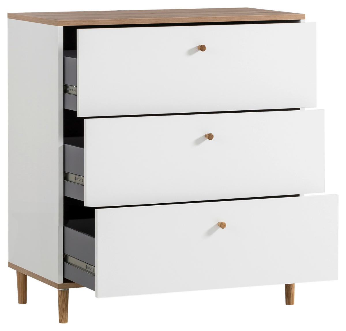 Kommode Hilda weiß matt Eiche Artisan Nachbildung B/H/T: ca. 80,1x91,4x40 cm Hilda - Eiche/weiß (80,10/91,40/40,00cm) - Möbelpartner