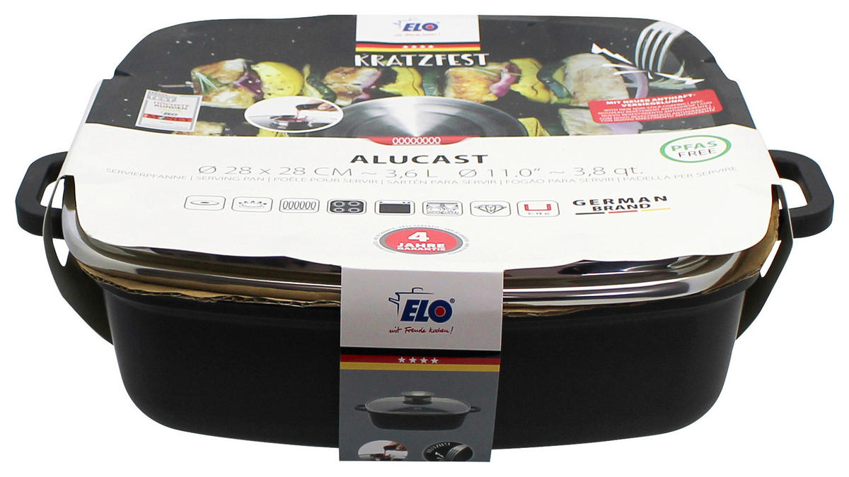 ELO Servierpfanne schwarz Aluguss Servierpfanne_Alucast eckig - schwarz - ELO