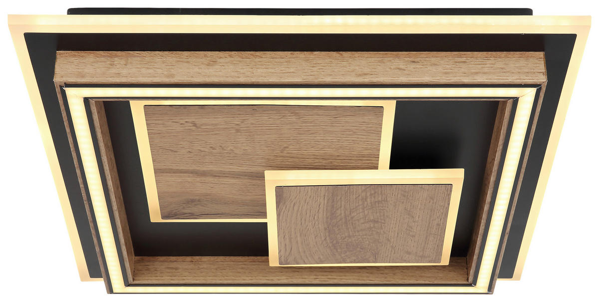 GLOBO LED-Deckenleuchte 67325-32 mattschwarz dunkelbraun MDF Metall Acryl B/H/T: ca. 41x7,6x41 cm LAGERTA - dunkelbraun/mattschwarz (41,00/7,60/41,00cm) - GLOBO