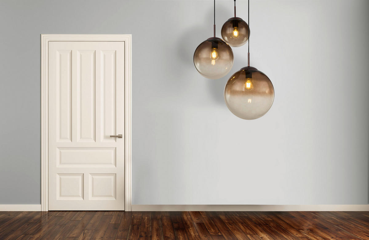 GLOBO Pendelleuchte 15865-3 braun amber Glas Metall H/D: ca. 120x51 cm E27 3 Brennstellen Pendelleuchte_Varus braun/amber - braun/amber (51,00/120,00cm) - GLOBO