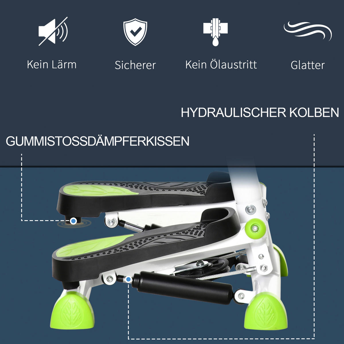 HOMCOM Steppmaschine grün Stahl B/H/L: ca. 44x108x55 cm Steppmaschine - schwarz/grün (55,00/44,00/108,00cm) - HOMCOM