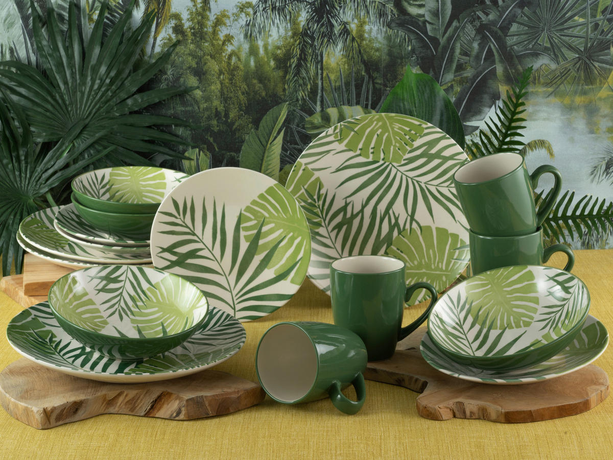 CreaTable Kombiservice TROPICANA grün Steinzeug 16 tlg. TROPICANA - grün - CreaTable