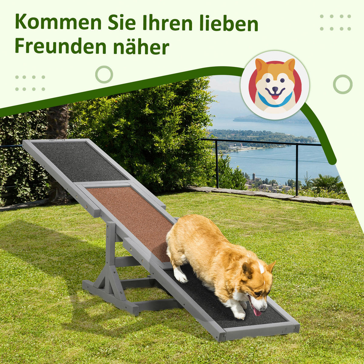 PawHut Hunde-Zubehör grau Polypropylen B/H/L: ca. 30x180x30 cm Hundewippe - grau (30,00/30,00/180,00cm) - PawHut