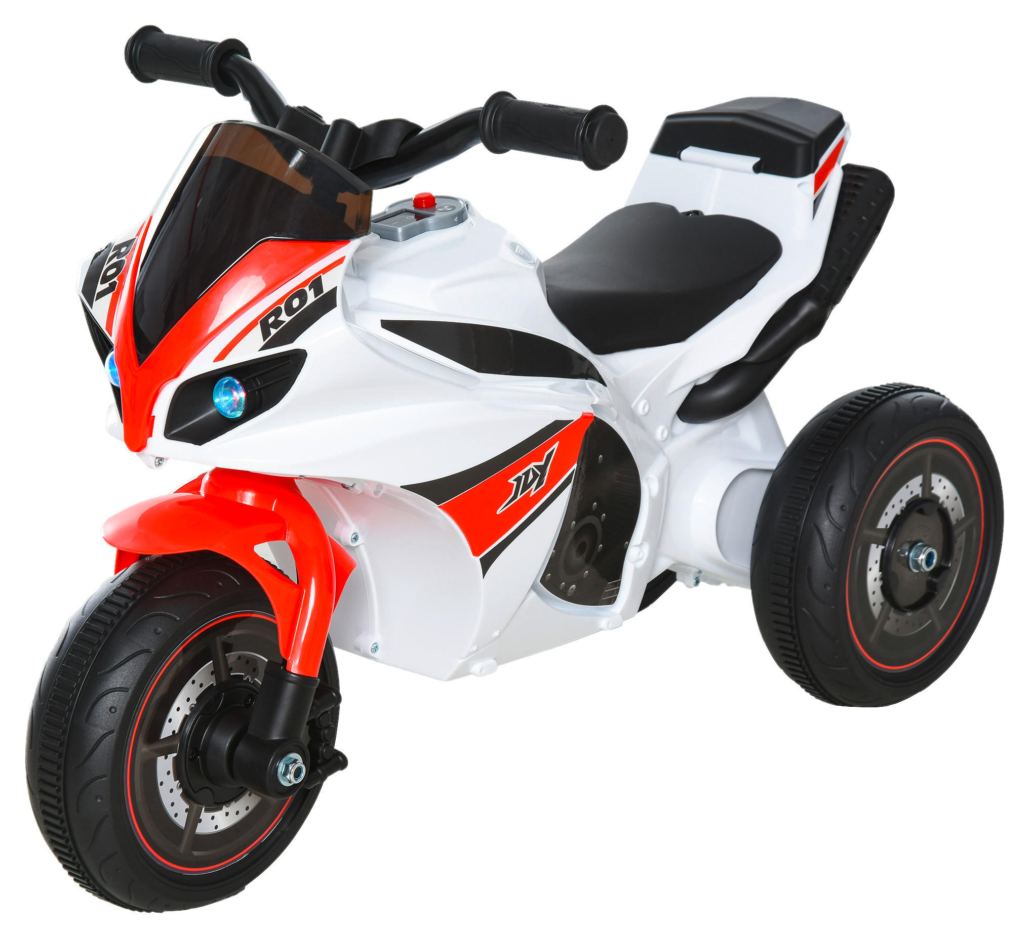 HOMCOM Kinder-Motorrad weiß B/H/L: ca. 39x48x74 cm Rutscherfahrzeug_Motorrad - weiß/rot (74,00/39,00/48,00cm) - HOMCOM