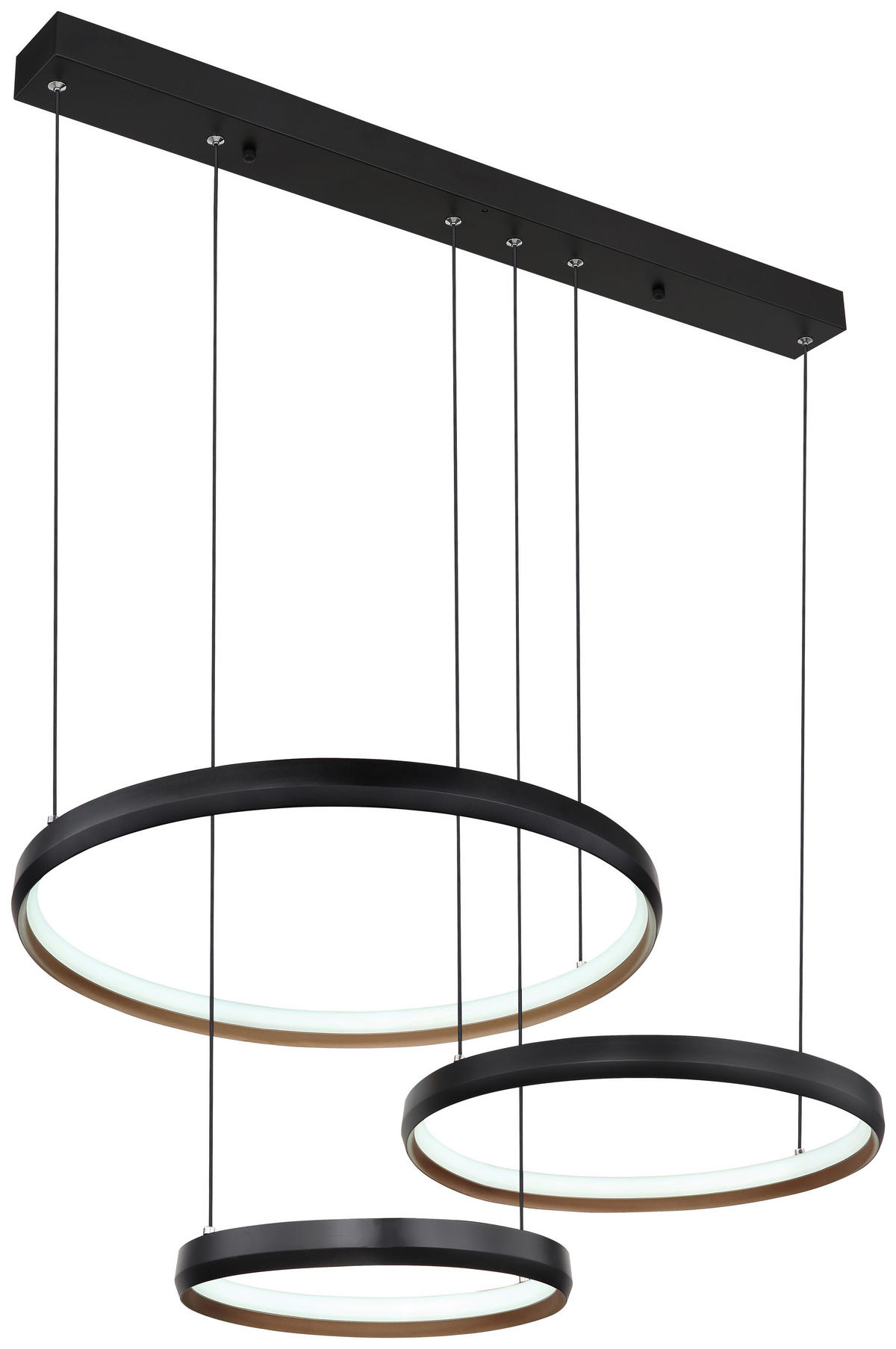 GLOBO Pendelleuchte  67193-55H Halli gold Opal schwarz Acryl Metall B/H/L: ca. 50,3x150x76,7 cm null 3 Brennstellen Halli - gold/schwarz (76,70/50,30/150,00cm) - GLOBO