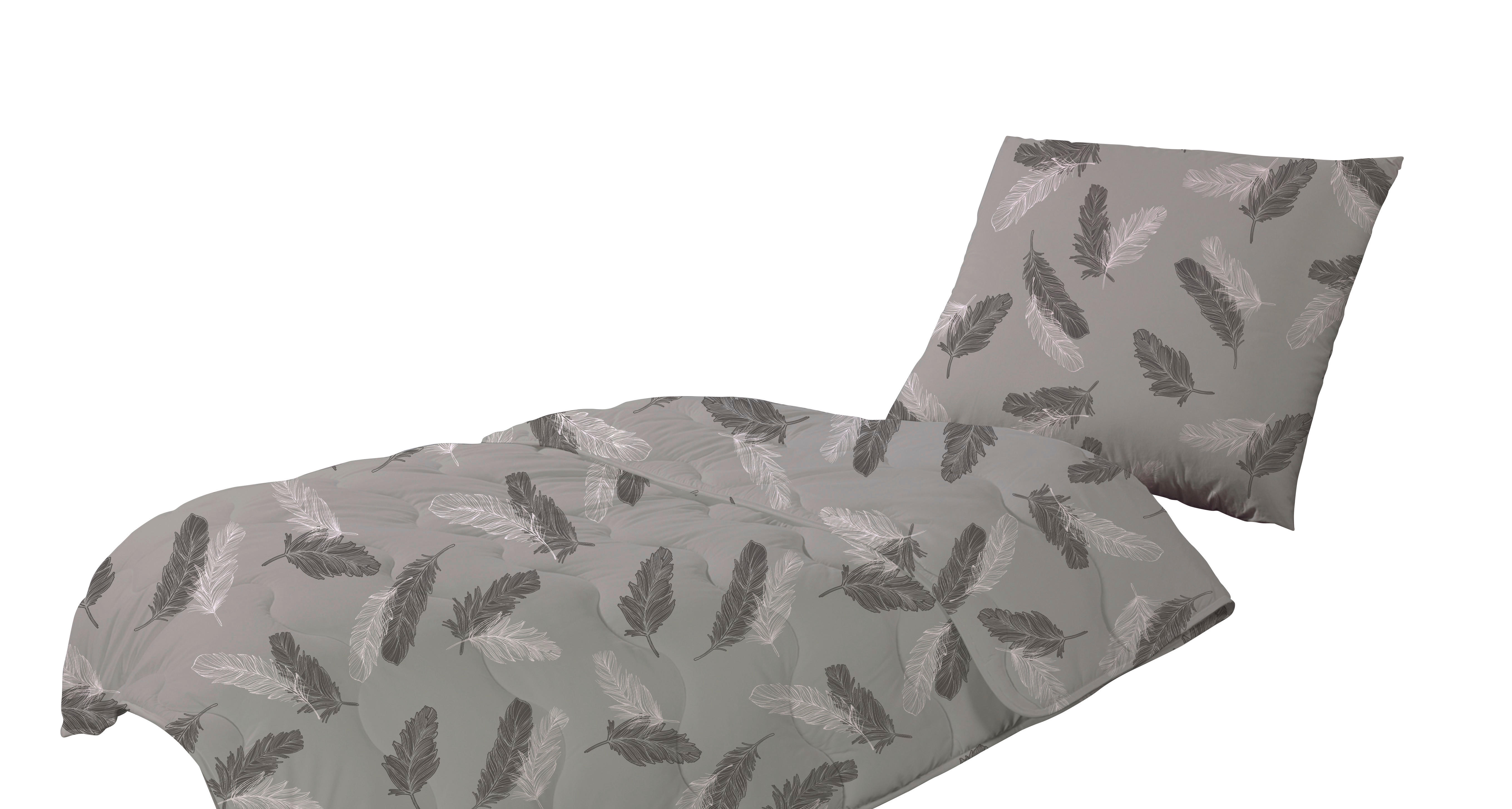 Bettenset Bettenset_bedruckt_Federn 135x200cm - grau (135,00/200,00cm)