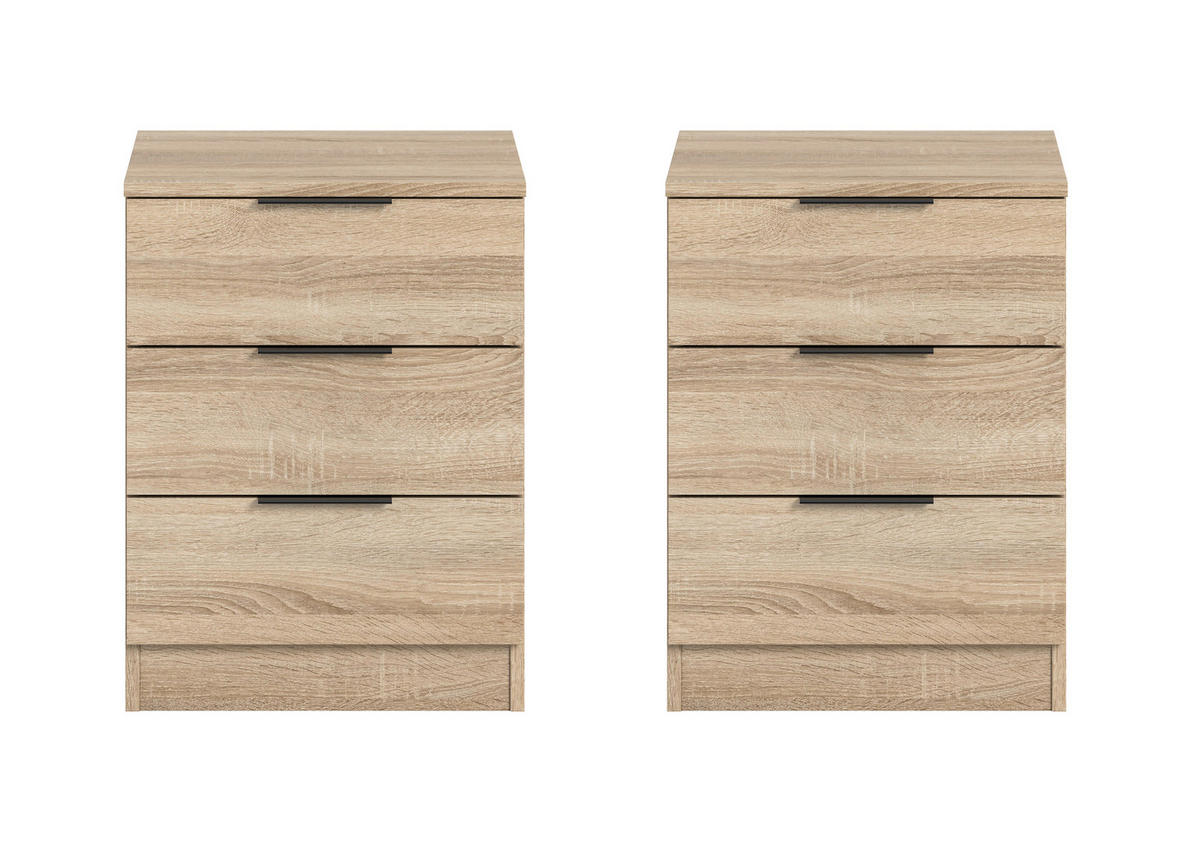 Nachtkonsolen KOPENHAGEN, Set Eiche Sonoma Nachbildung B/H/T: ca. 45x60x40 cm KOPENHAGEN, Set - Eiche (45,00/60,00/40,00cm) - xonox.home