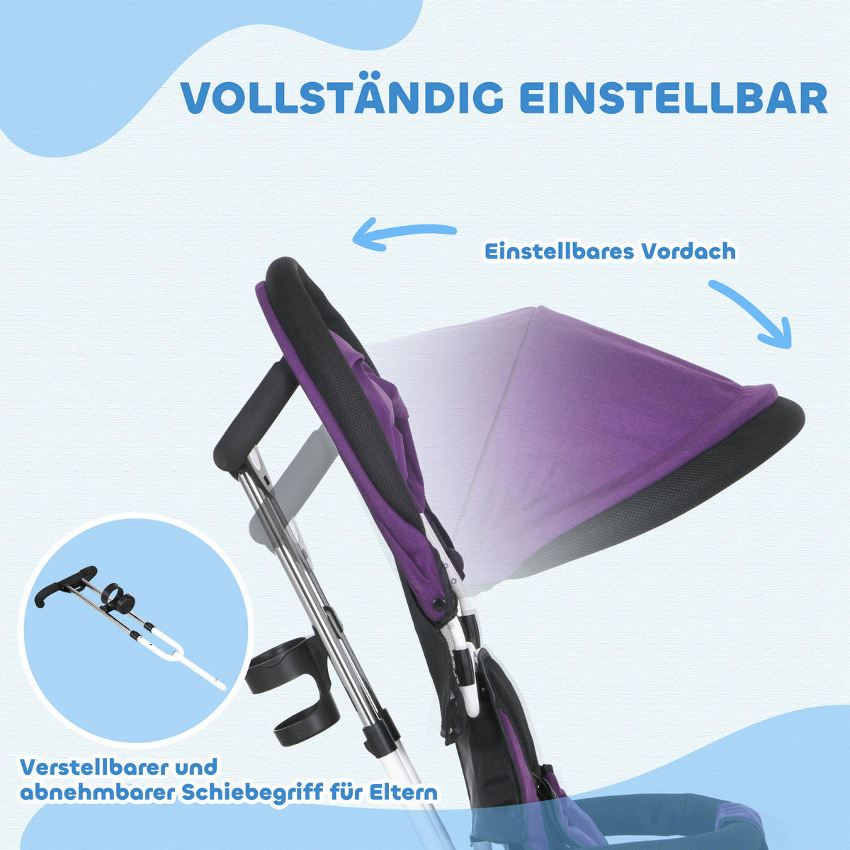 HOMCOM Kinderdreirad violett B/H/L: ca. 50x106x95 cm Kinderdreirad - violett (95,00/50,00/106,00cm) - HOMCOM