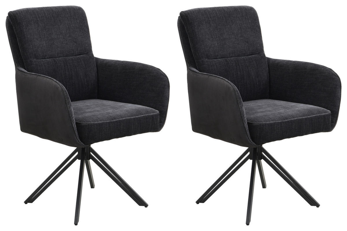 Stuhl TINO schwarz Metall Microfaser B/H/T: ca. 62x94x70 cm TINO - schwarz (62,00/94,00/70,00cm) - byLIVING