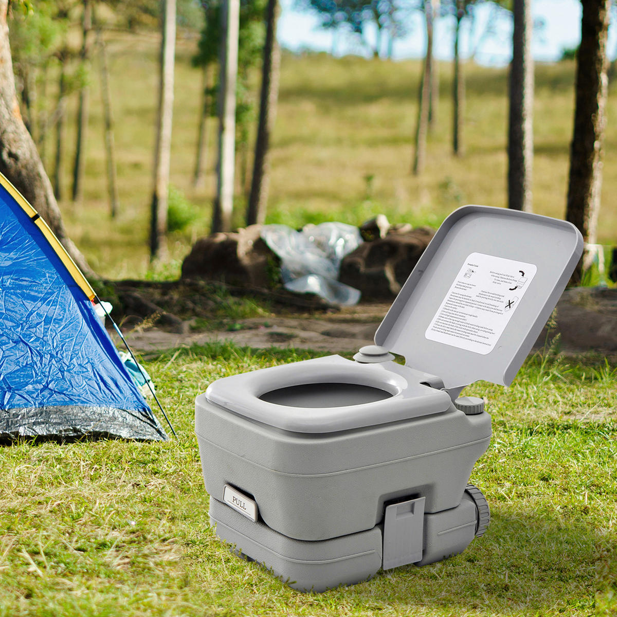 Outsunny Campingtoilette B/H/L: ca. 42x30x36 cm Campingtoilette - grau (36,00/42,00/30,00cm) - Outsunny