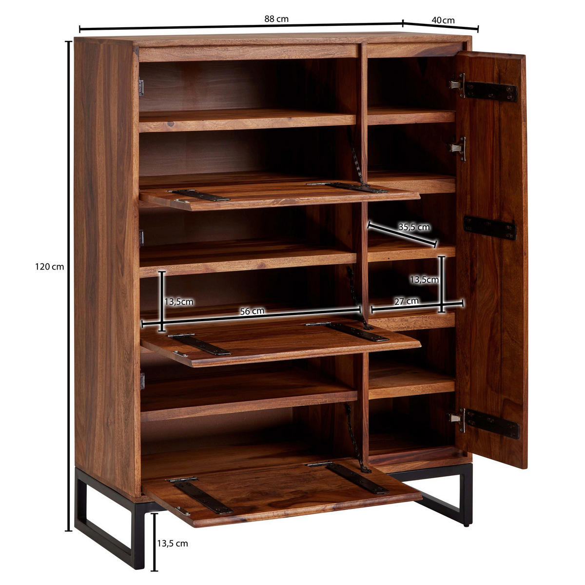 Schuhschrank rosenholz Nachbildung B/H/T: ca. 40x120x88 cm Schuhschrank - rosenholz (40,00/120,00/88,00cm) - Wohnling