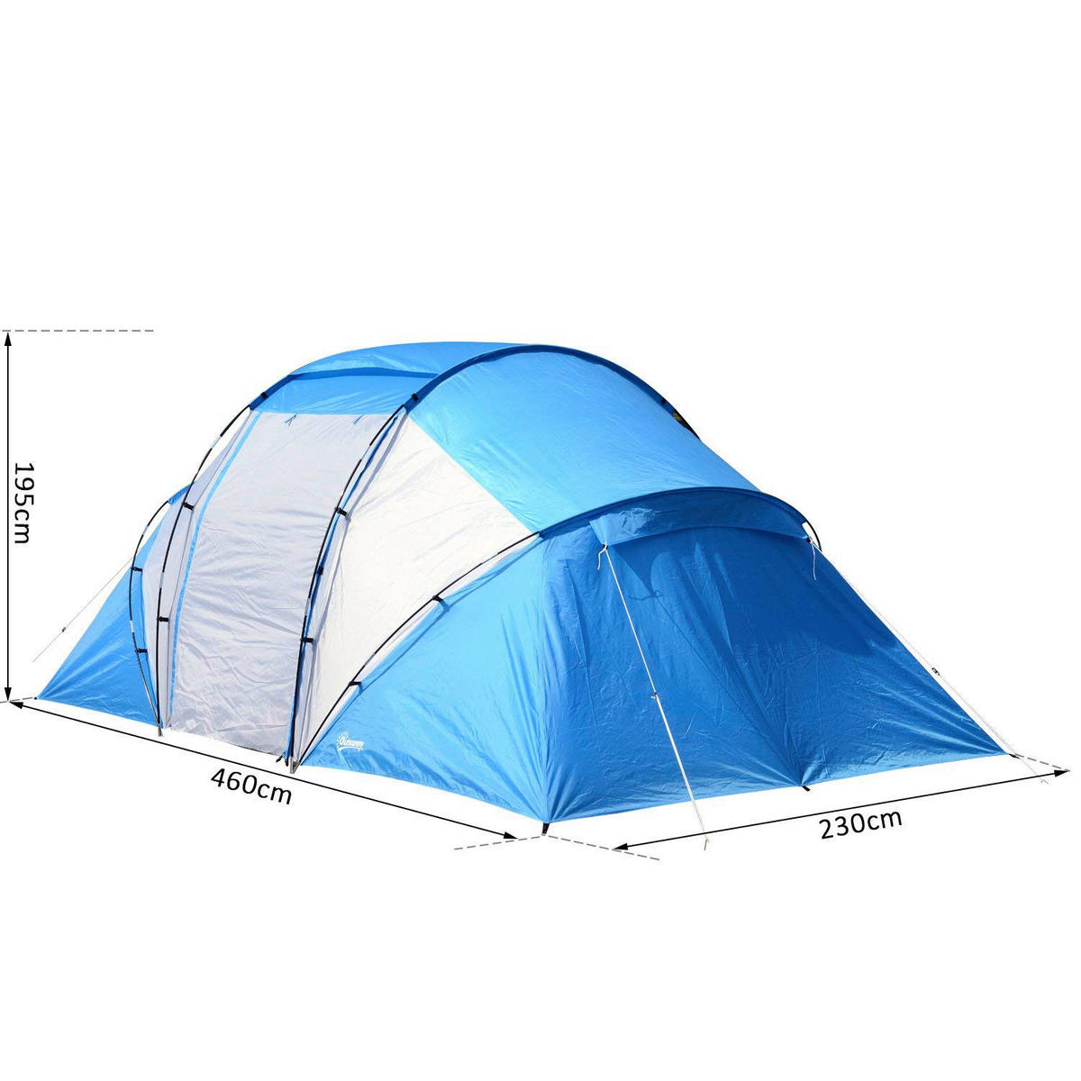 Outsunny Tunnelzelt blau Fiberglas B/H/L: ca. 230x195x460 cm Tunnelzelt - blau/weiß (460,00/230,00/195,00cm) - Outsunny
