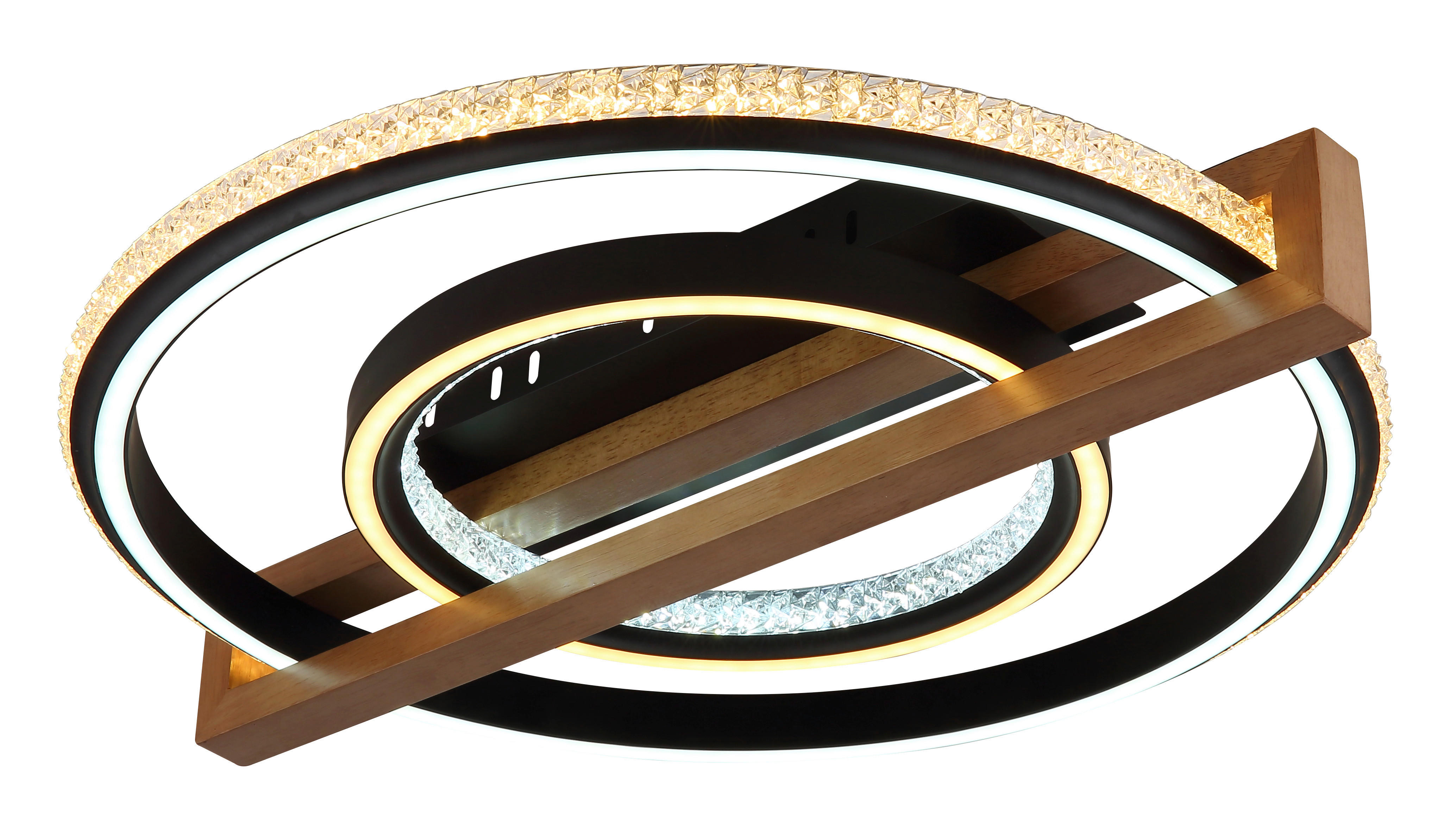 GLOBO LED-Deckenleuchte mattschwarz Opal dunkelbraun Metall Kunststoff Holz B/H/L: ca. 55x11,5x50 cm 1 Brennstellen DELORIS - dunkelbraun/Opal (50,00/55,00/11,50cm) - GLOBO