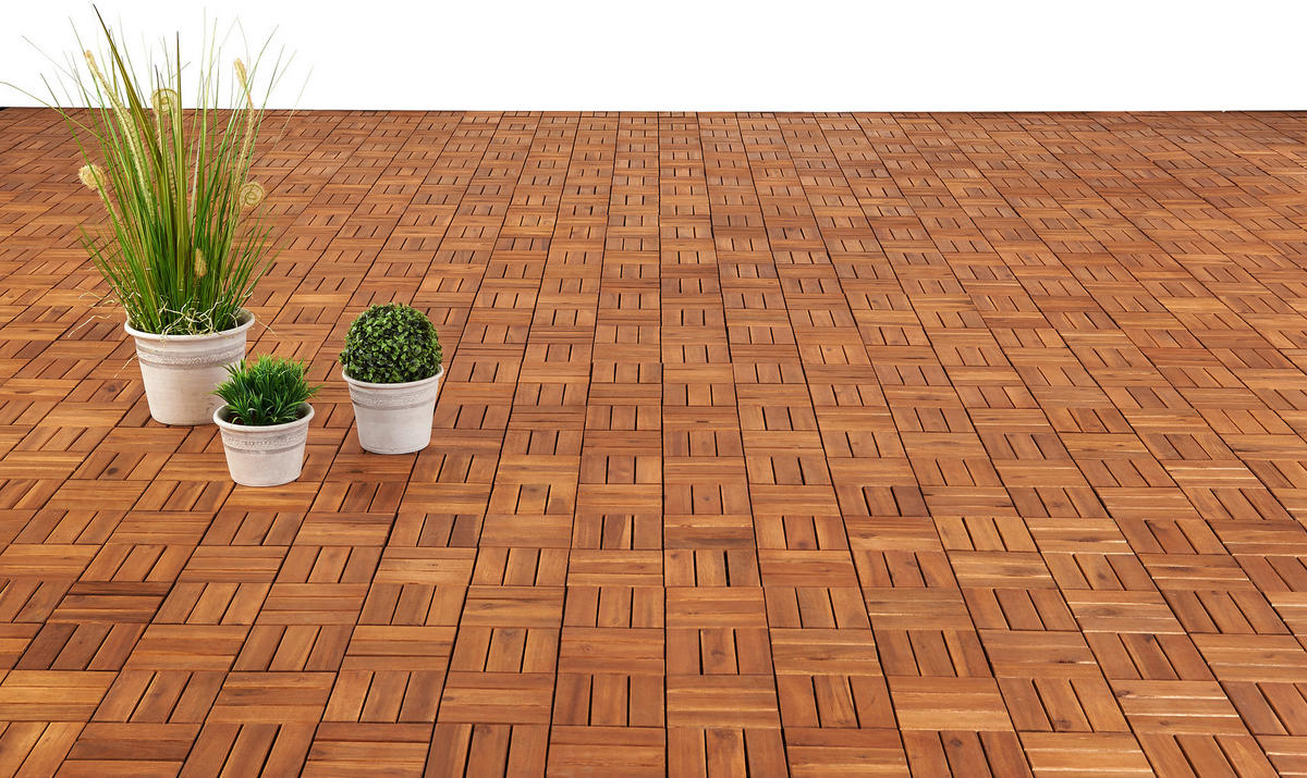 Terrassenfliese Akazie, 9 Stück im Paket hellbraun B/L: ca. 30x30 cm Akazie, 9 Stück im Paket - hellbraun (30,00/30,00/2,40cm)