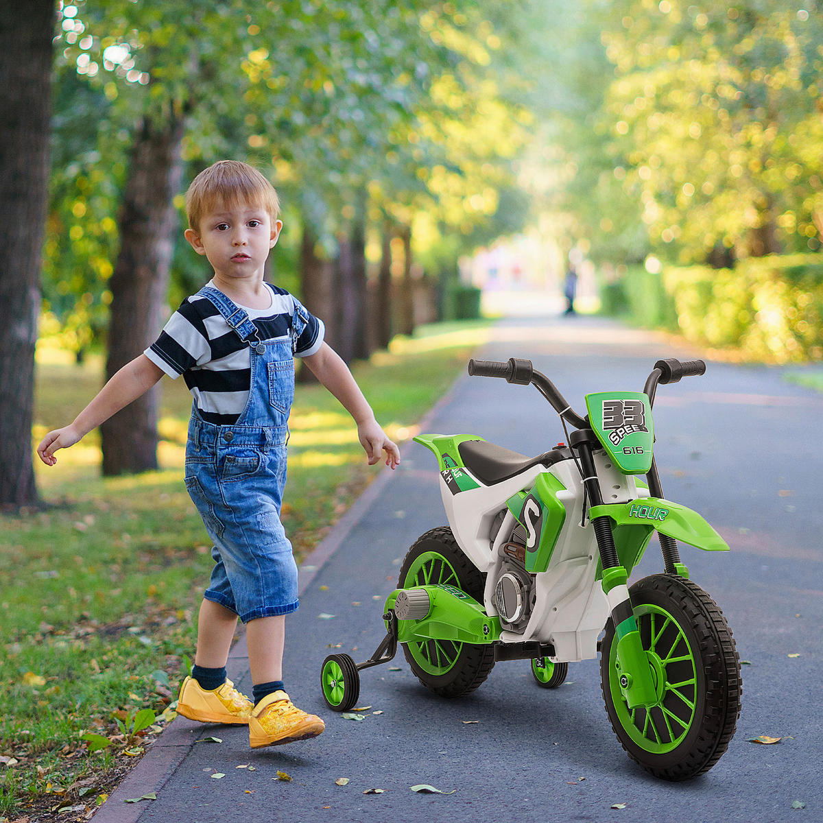 HOMCOM Kinder-Elektromotorrad grün B/H/L: ca. 51,5x68x106,5 cm Kinder-Elektromotorrad - grün (106,50/51,50/68,00cm) - HOMCOM