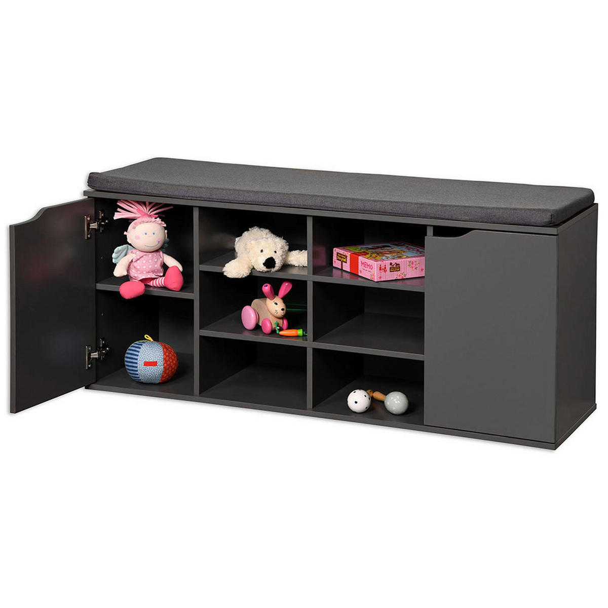 Kesper Schuhregal grau Spanplatte B/H/T: ca. 103x48x30,5 cm Schuhregal_mit_Sitzkissen - grau (103,00/48,00/30,50cm) - Kesper