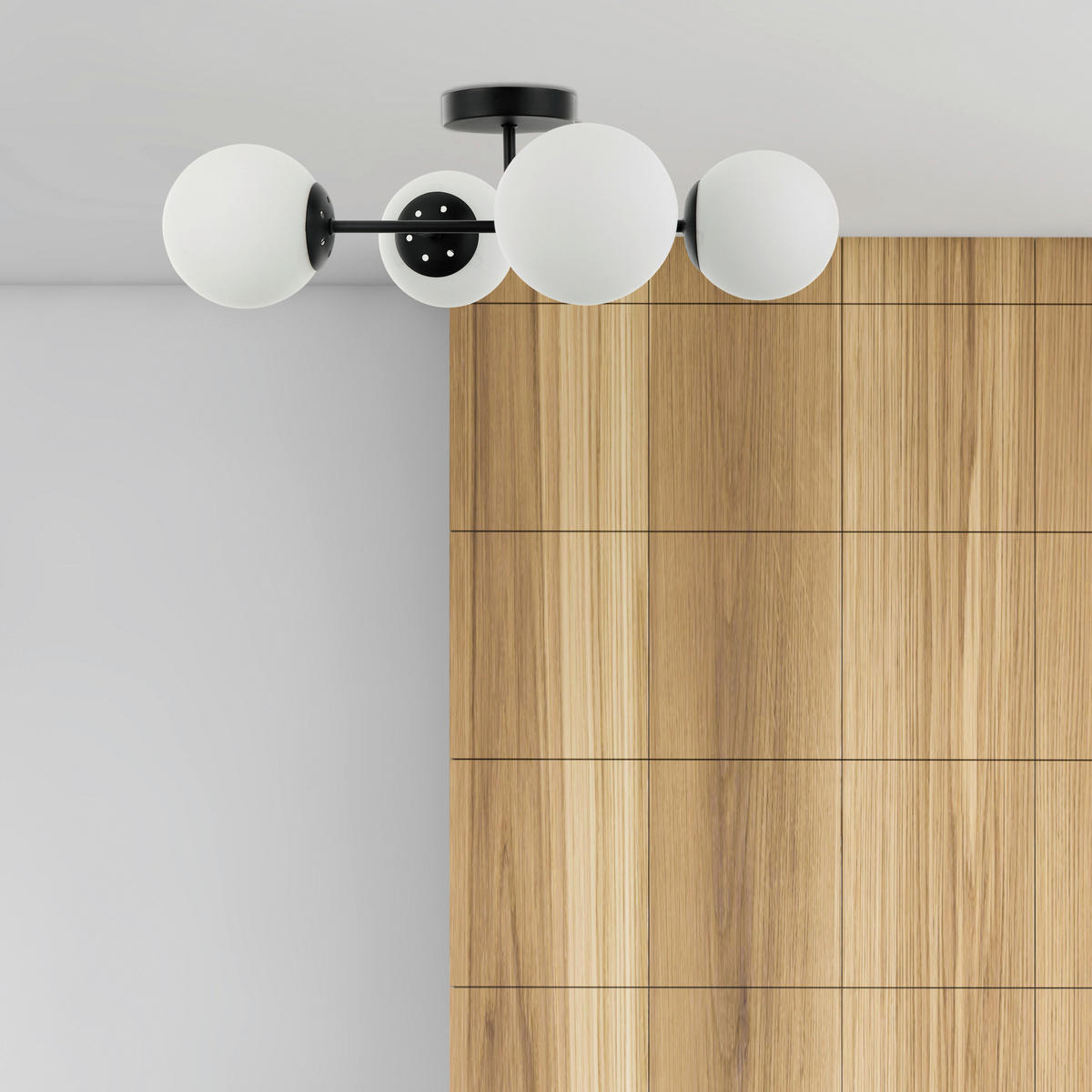 Lamkur Deckenleuchte schwarz Glas Stahl B/H/L: ca. 19x44x61 cm E14 4 Brennstellen Maddie - schwarz (61,00/19,00/44,00cm) - Lamkur