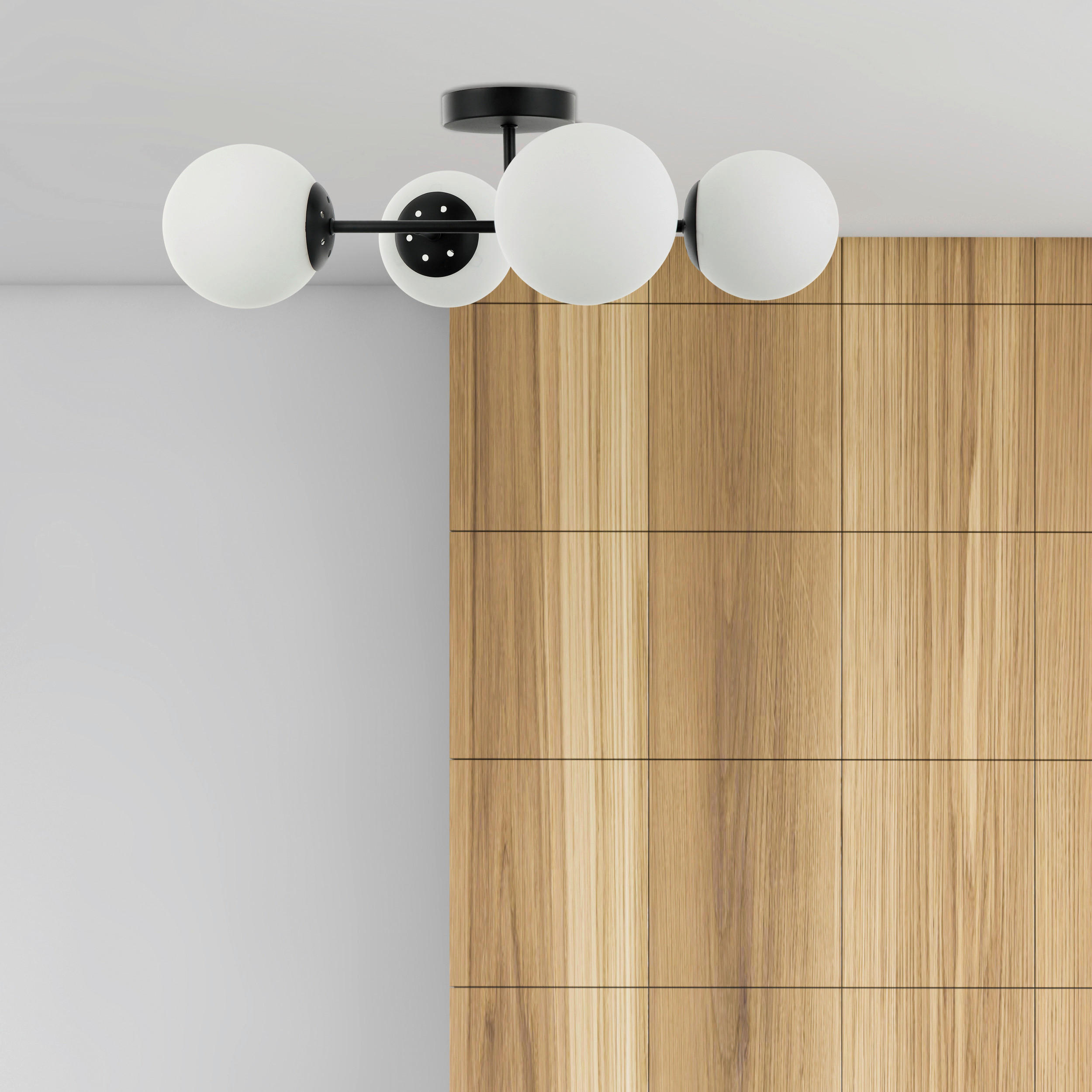 Thumbnail - Lamkur Deckenleuchte schwarz Glas Stahl B/H/L: ca. 19x44x61 cm E14 4 Brennstellen