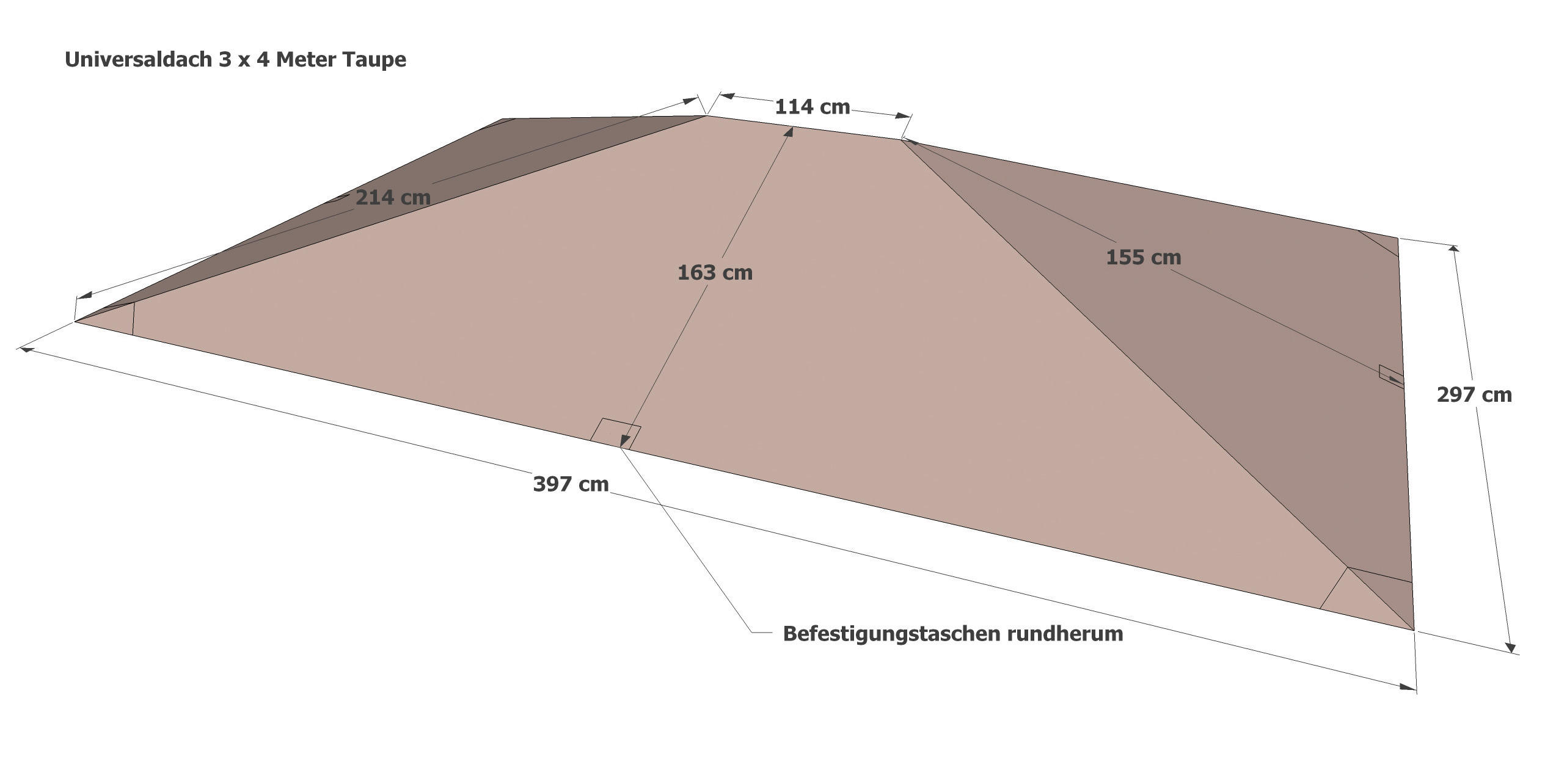Thumbnail - Grasekamp Ersatzdach für Pavillon Antik taupe Polyester-Mischgewebe B/L: ca. 297x397 cm