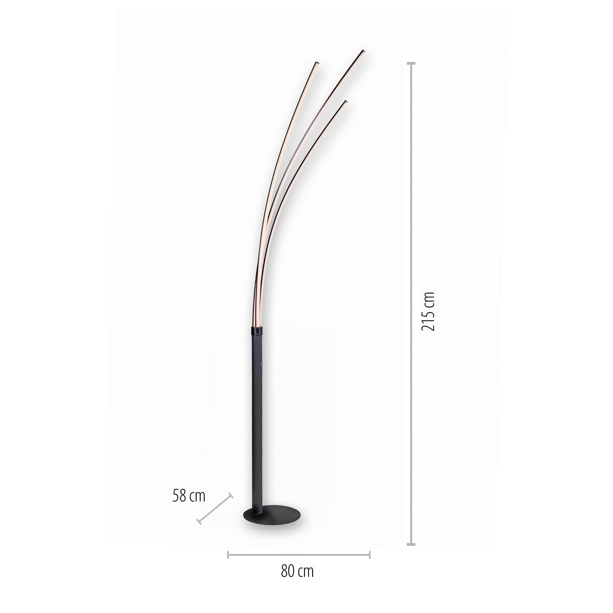 Just Light LED-Stehleuchte MAJA 15383-18 schwarz Eisen Kunststoff B/H/T: ca. 58x215x80 cm 3 Brennstellen MAJA - schwarz (58,00/215,00/80,00cm) - Just Light