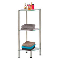 Badregal Edelstahl Edelstahl B/H/T: ca. 28x79x28 cm Badeckregal_Roma 3 Glasböden - Edelstahl (28,00/79,00/28,00cm)