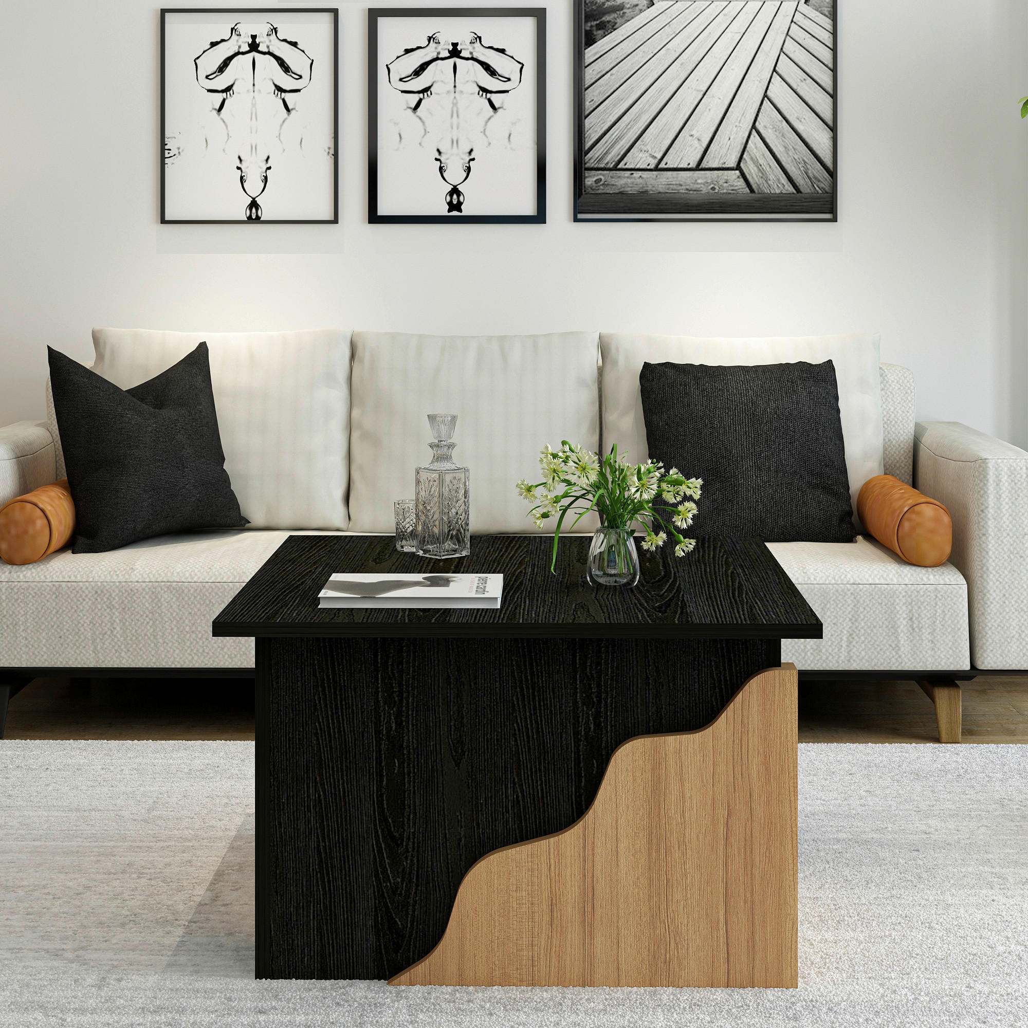 Couchtisch Baxley schwarz walnuss Nachbildung B/H/T: ca. 70x45x70 cm Baxley - schwarz/walnuss (70,00/45,00/70,00cm) - moebel17