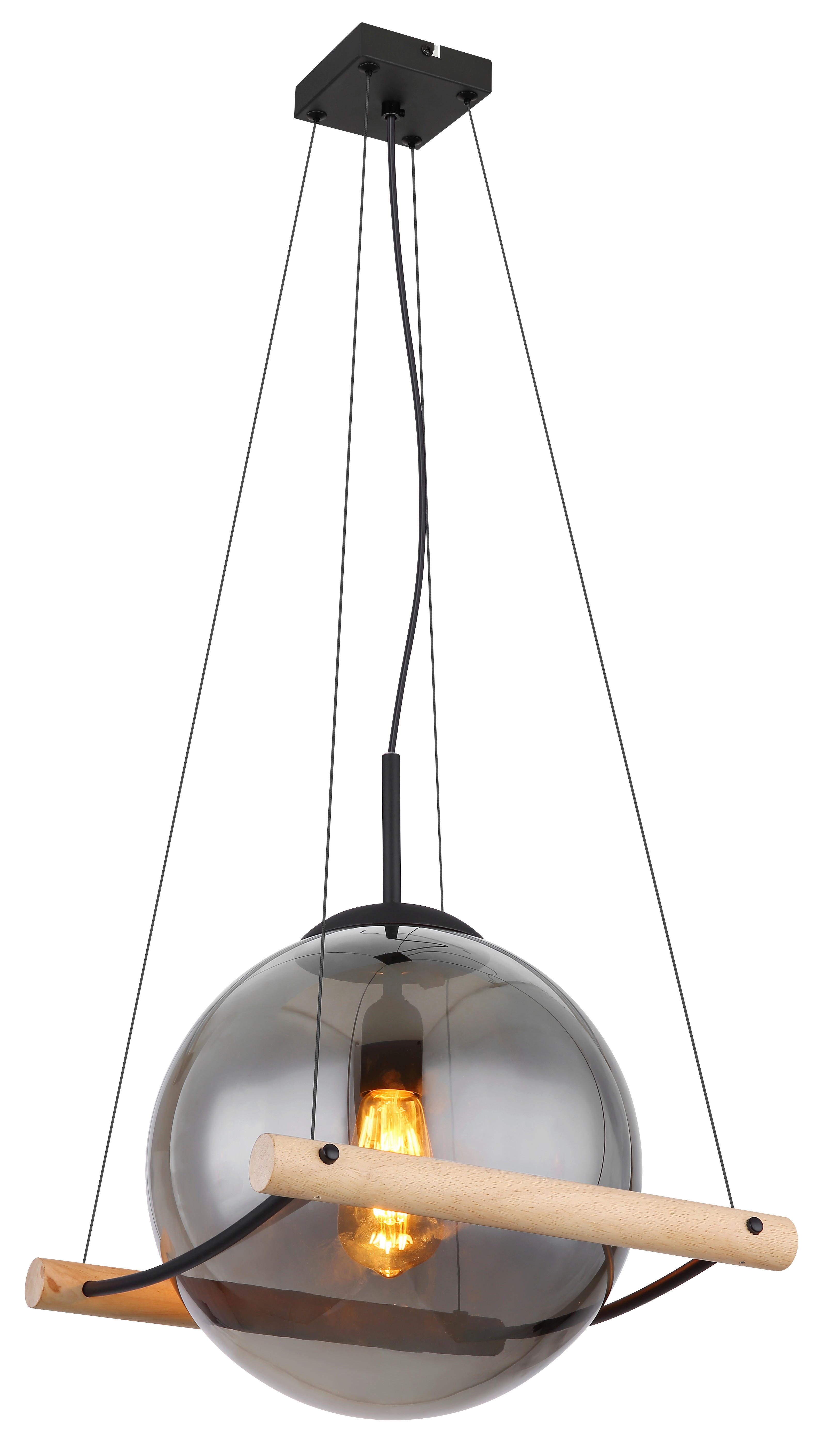 GLOBO Pendelleuchte Rauch schwarz Metall Glas B/H/T: ca. 35x120x33,5 cm E27 günstig online kaufen