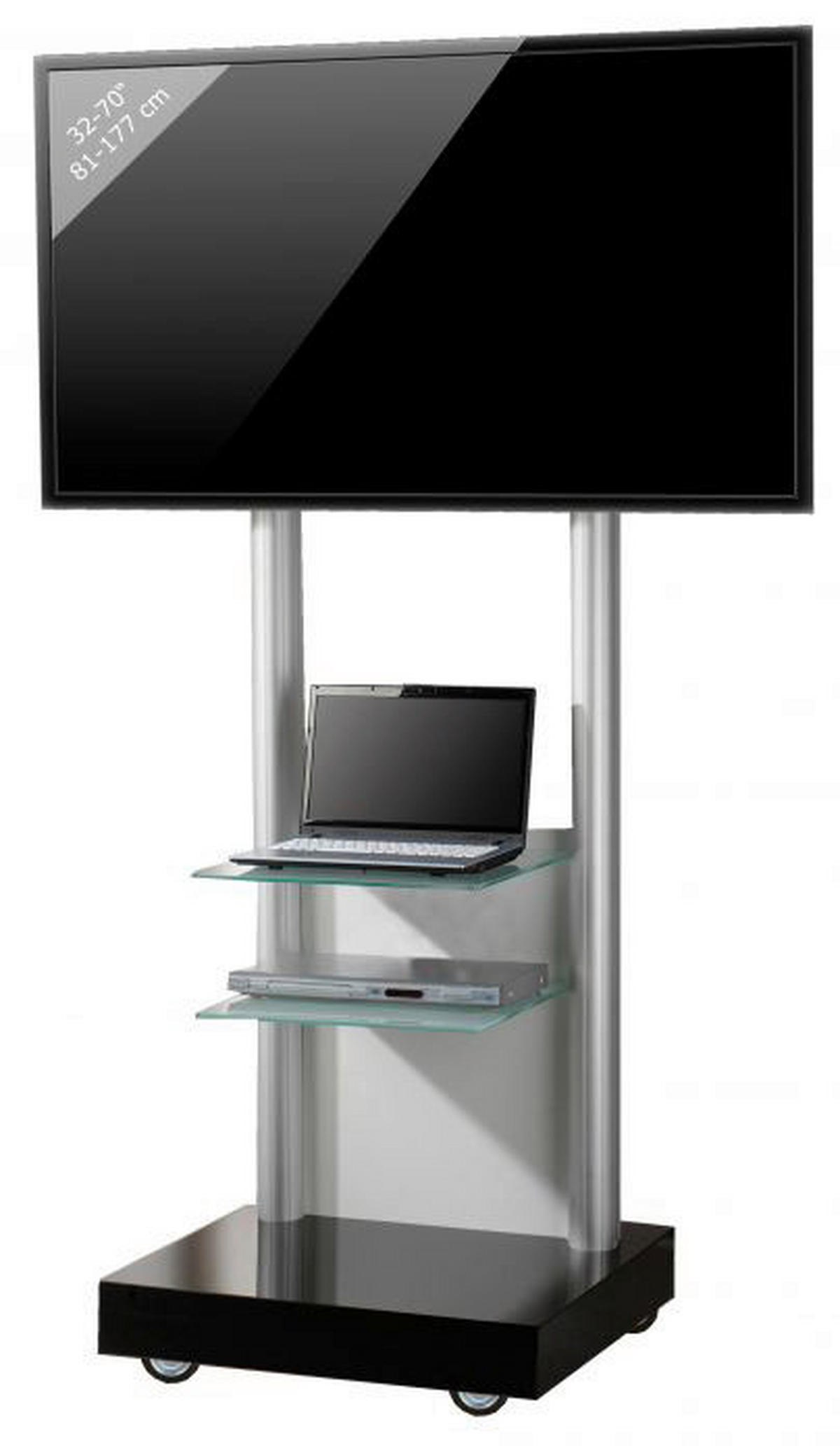 VCM TV-Standfuß TV Standfuß schwarz Monte Visolo 3 TV Standfuß - schwarz (70,00/177,00/65,00cm) - VCM