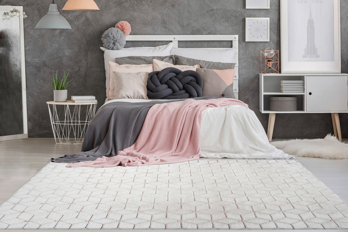 360Living Teppich Vivica weiß B/L: ca. 120x160 cm Vivica - weiß/rosé (120,00/160,00cm) - 360Living