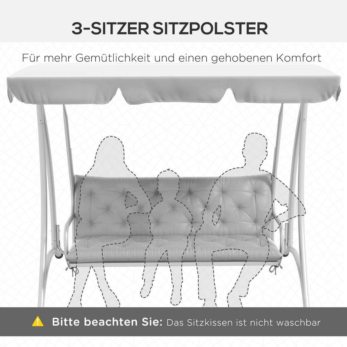 Outsunny Bankauflage hellgrau Schaumstoff B/H/L: ca. 98x8x150 cm Bankauflage - hellgrau (150,00/98,00/8,00cm) - Outsunny