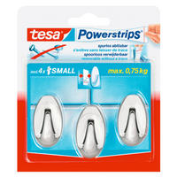 Powerstrips Chrom Kunststoff B/H/L: ca. 25,5x4,4x17 cm Powerstrip_Haken_S_Oval_tesa - Chrom (17,00/25,50/4,40cm) - tesa
