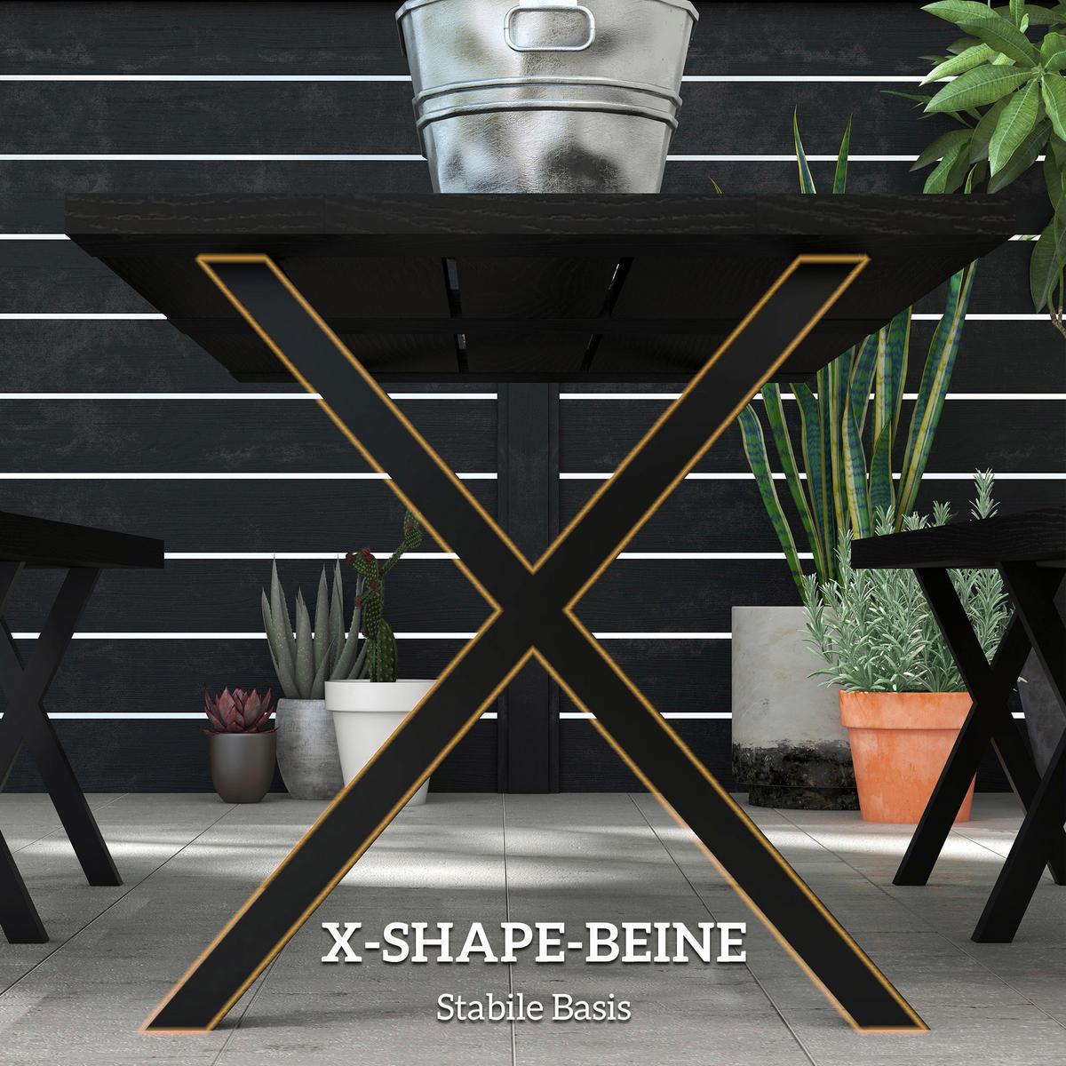 Outsunny Bierzeltgarnitur schwarz Aluminium B/H/L: ca. 80x73x180 cm Bierzeltgarnitur - schwarz (180,00/80,00/73,00cm) - Outsunny