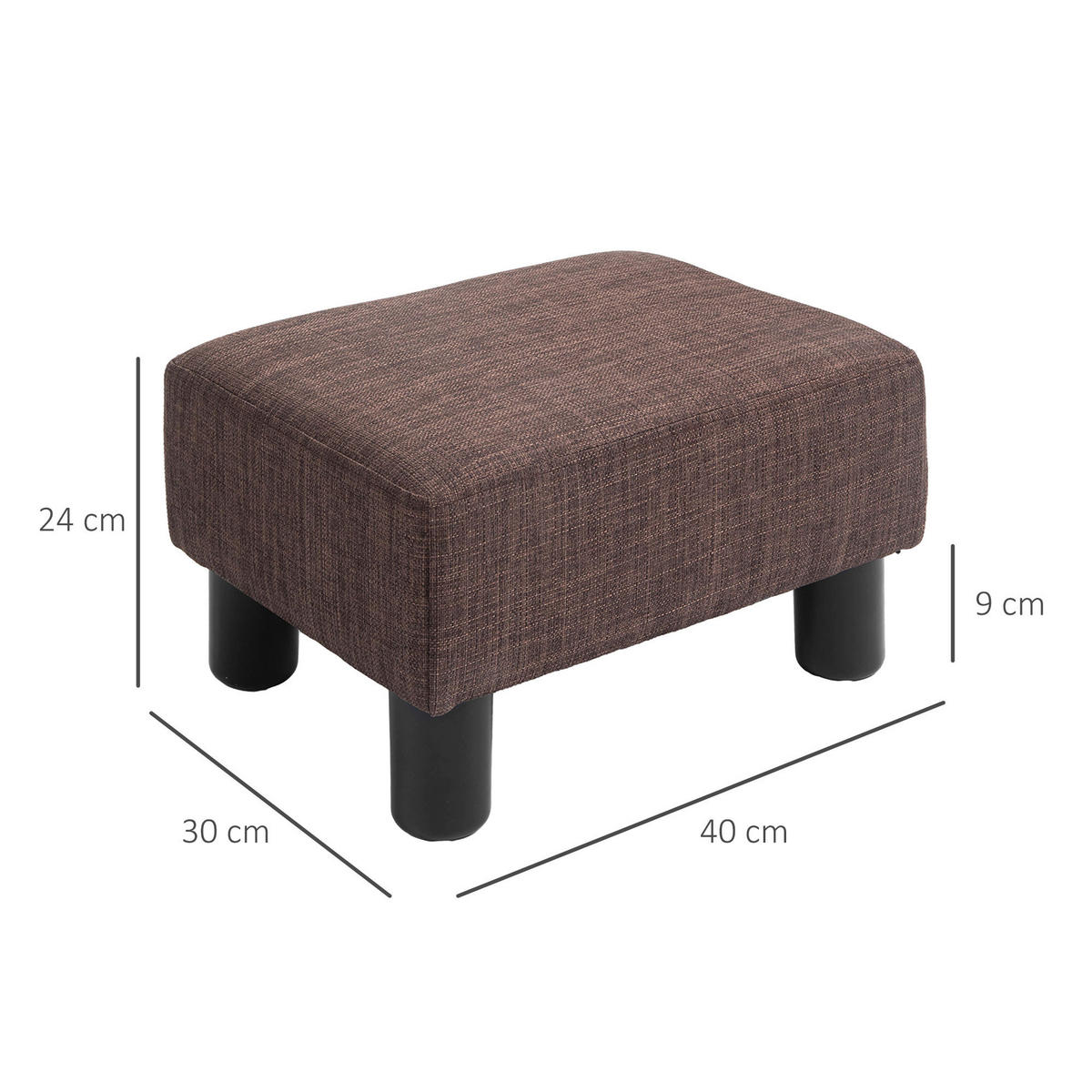 HOMCOM Hocker braun B/H/L: ca. 30x40x24 cm Fußhocker - braun (24,00/30,00/40,00cm) - HOMCOM